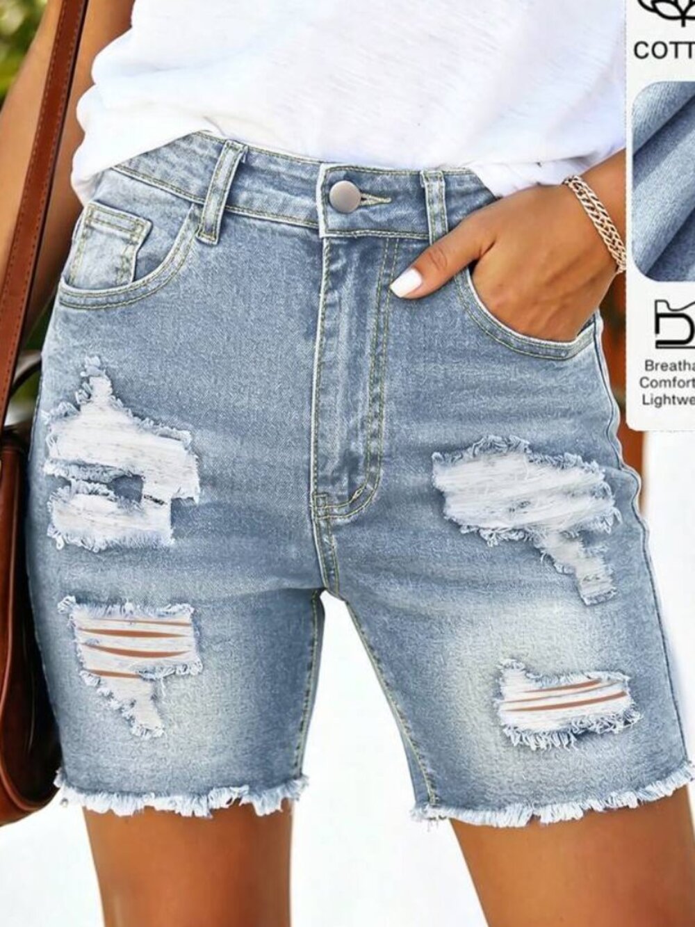 Denim Super Stretchy Distressed Shorts Size Medium